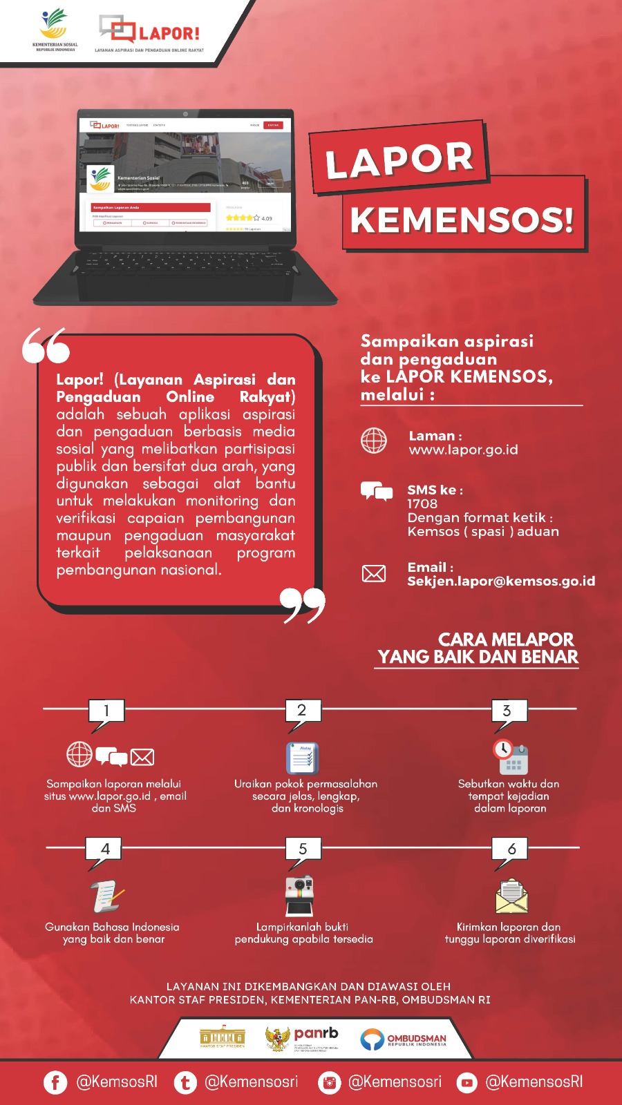 Layanan Aspirasi dan Pengaduan "Online" Rakyat (LAPOR!) Kementerian Sosial RI