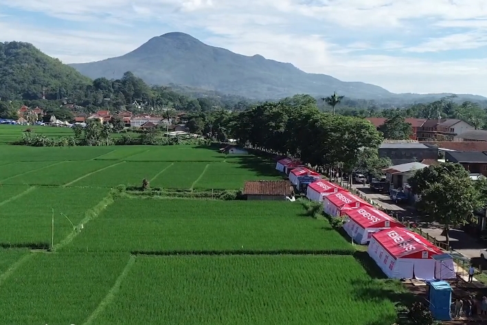 Aerial Visual of Sumedang Earthquake Evacuation Post